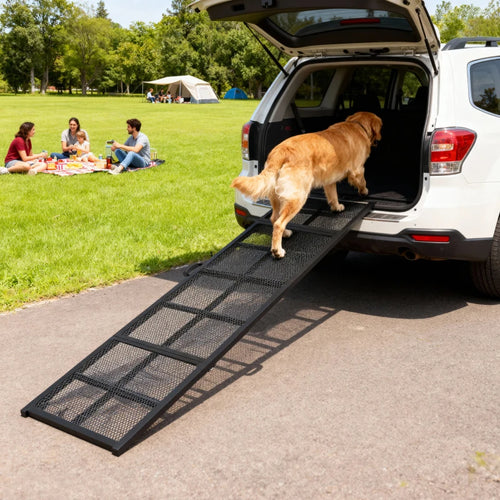 Foldable dog ramp for senior and large dogs, non-slip surface