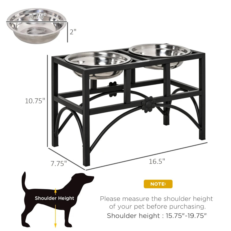 Elevated Dog Feeder for Medium Dogs - Stainless Steel Double Bowl Stand