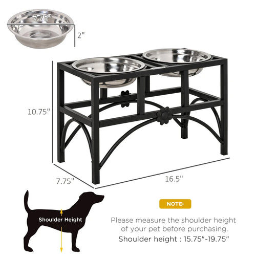 Elevated Dog Feeder for Medium Dogs - Stainless Steel Double Bowl Stand