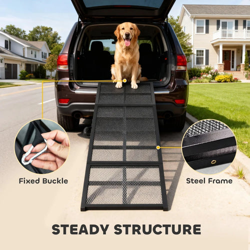 Extra-long gentle-slope dog ramp for getting into cars and SUVs