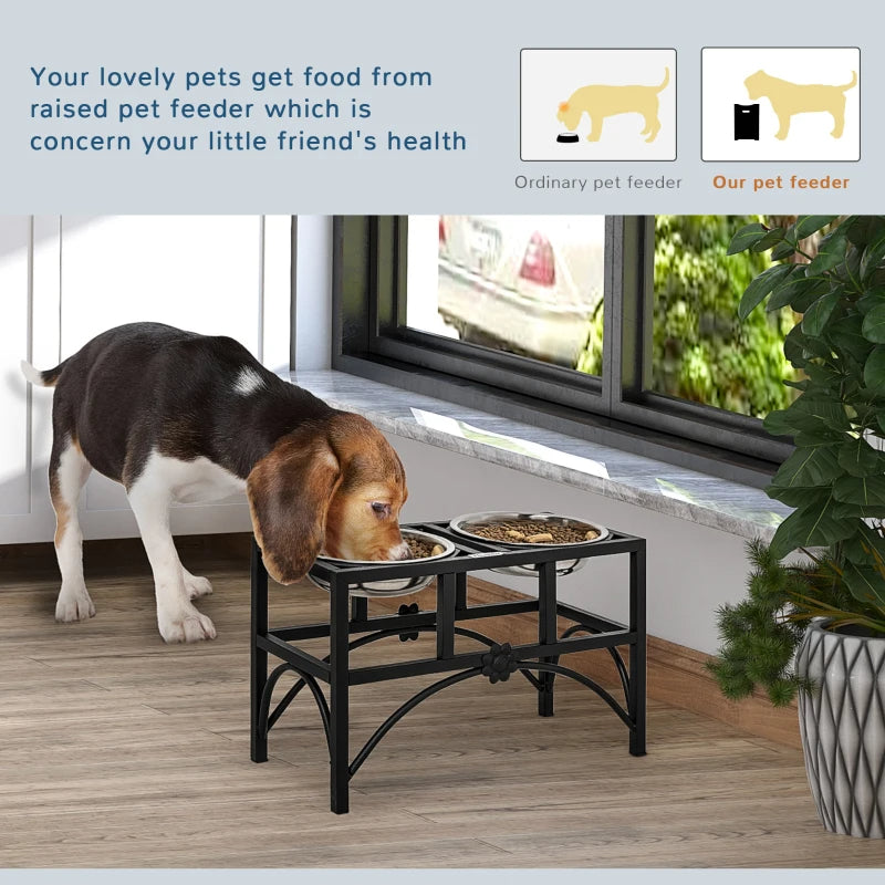 Elevated Dog Feeder for Medium Dogs - Stainless Steel Double Bowl Stand
