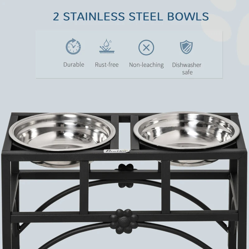 Elevated Dog Feeder for Medium Dogs - Stainless Steel Double Bowl Stand